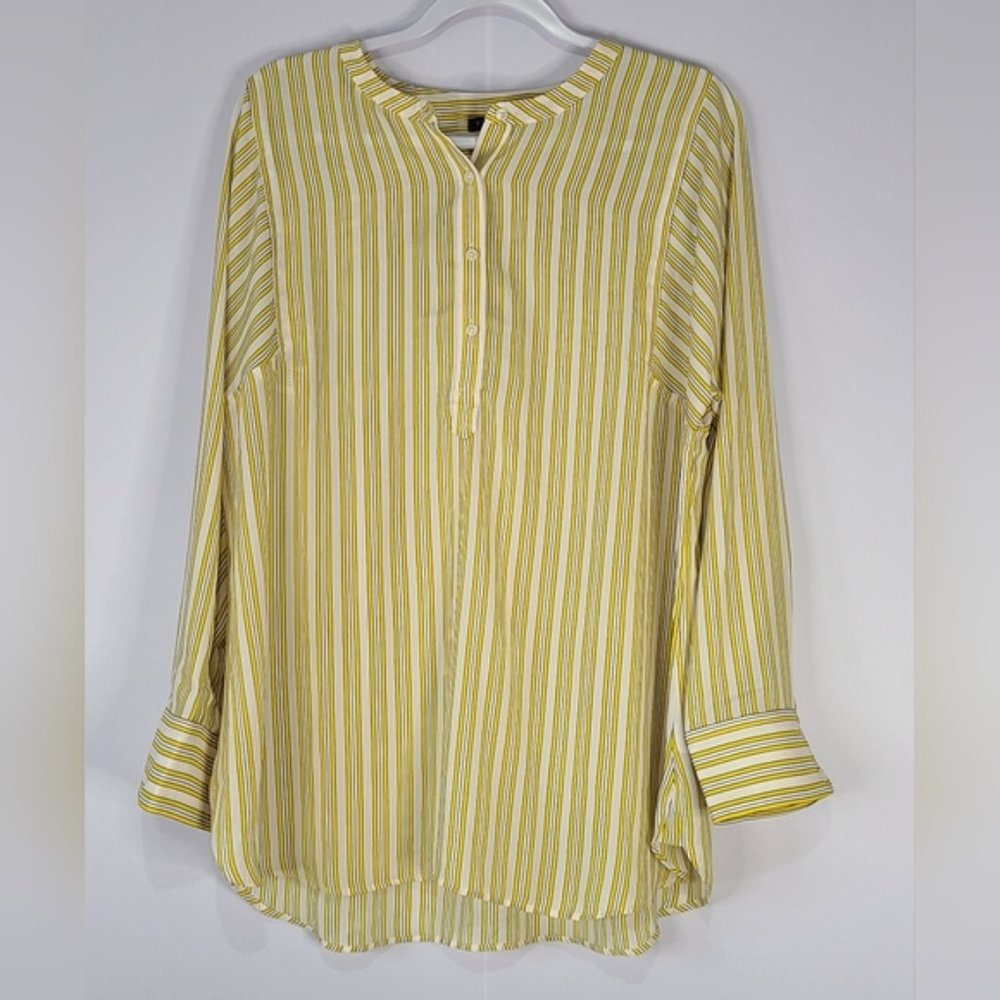 Talbots yellow & white striped popover long sleeve sits